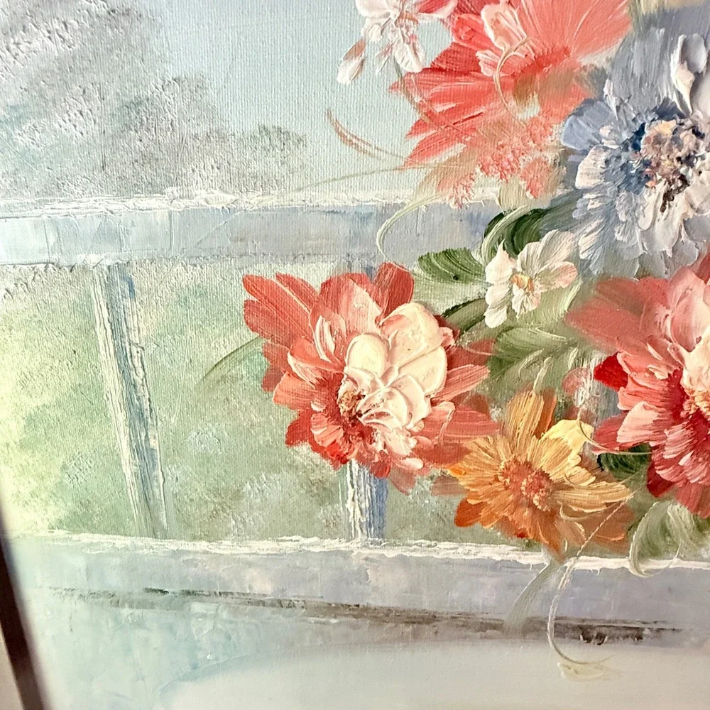 Vintage Impasto Floral Oil Painting Signed A Sweeting Framed Original Canvas